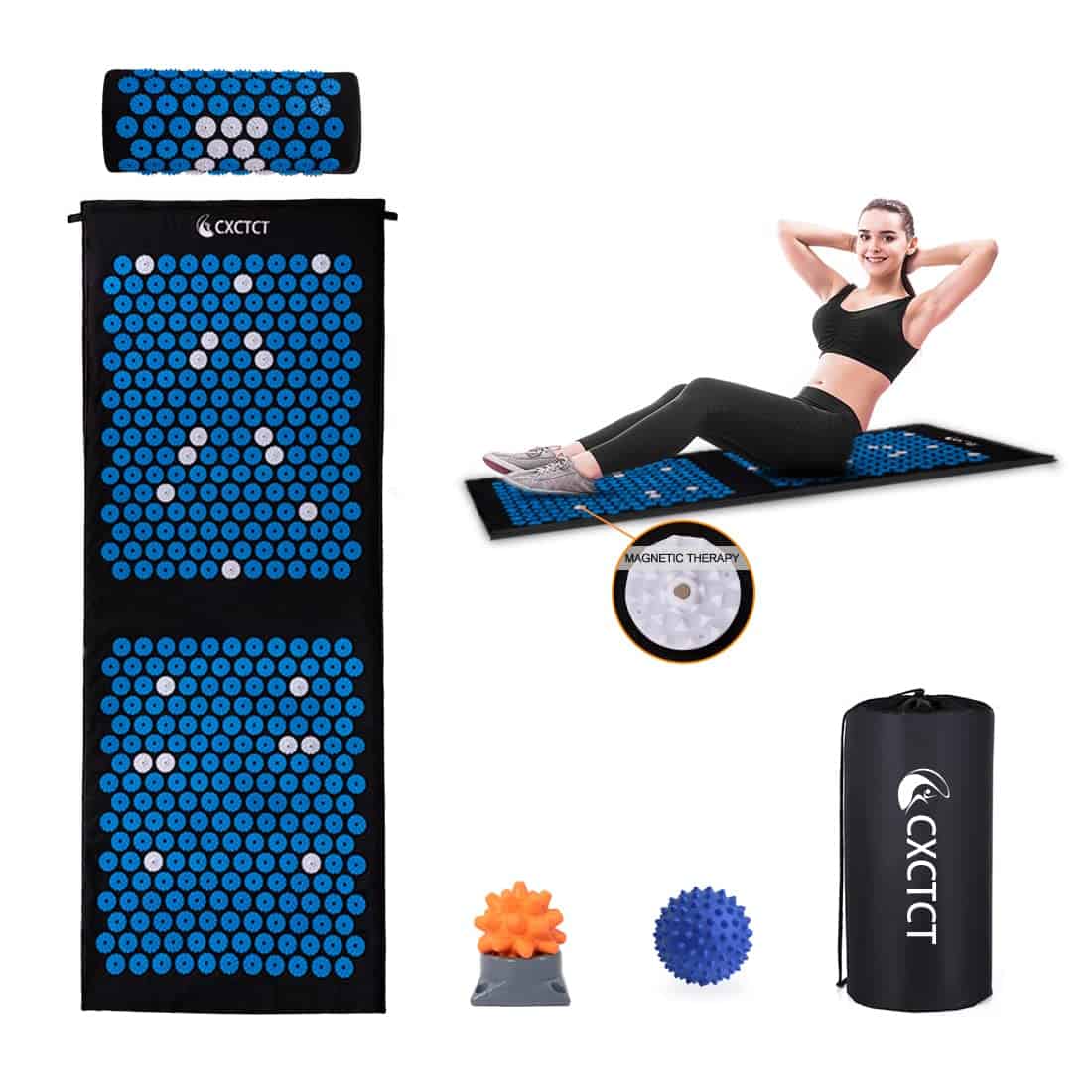 CXCTCT XL yoga acupressure mat set with pillow and carrying case