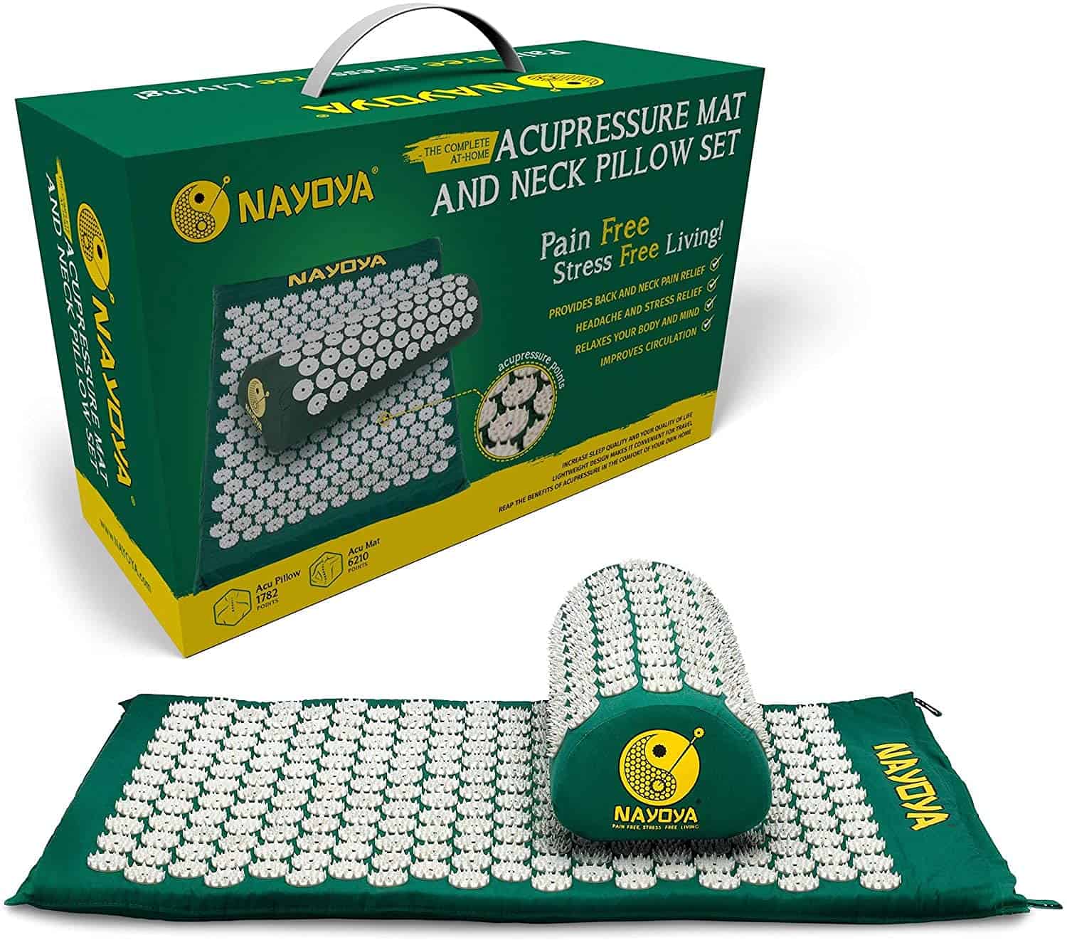 NAYOYA acupressure mat and neck pillow set for back pain relief