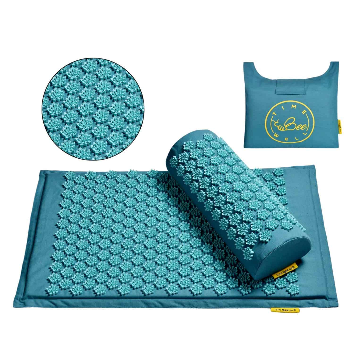 TimeBeeWell eco-friendly acupressure mat and pillow travel set