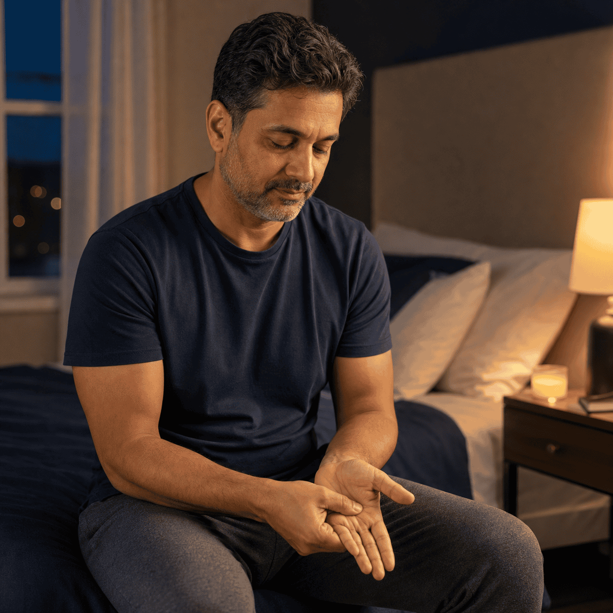 bedtime acupressure routine lifestyle self-care scene