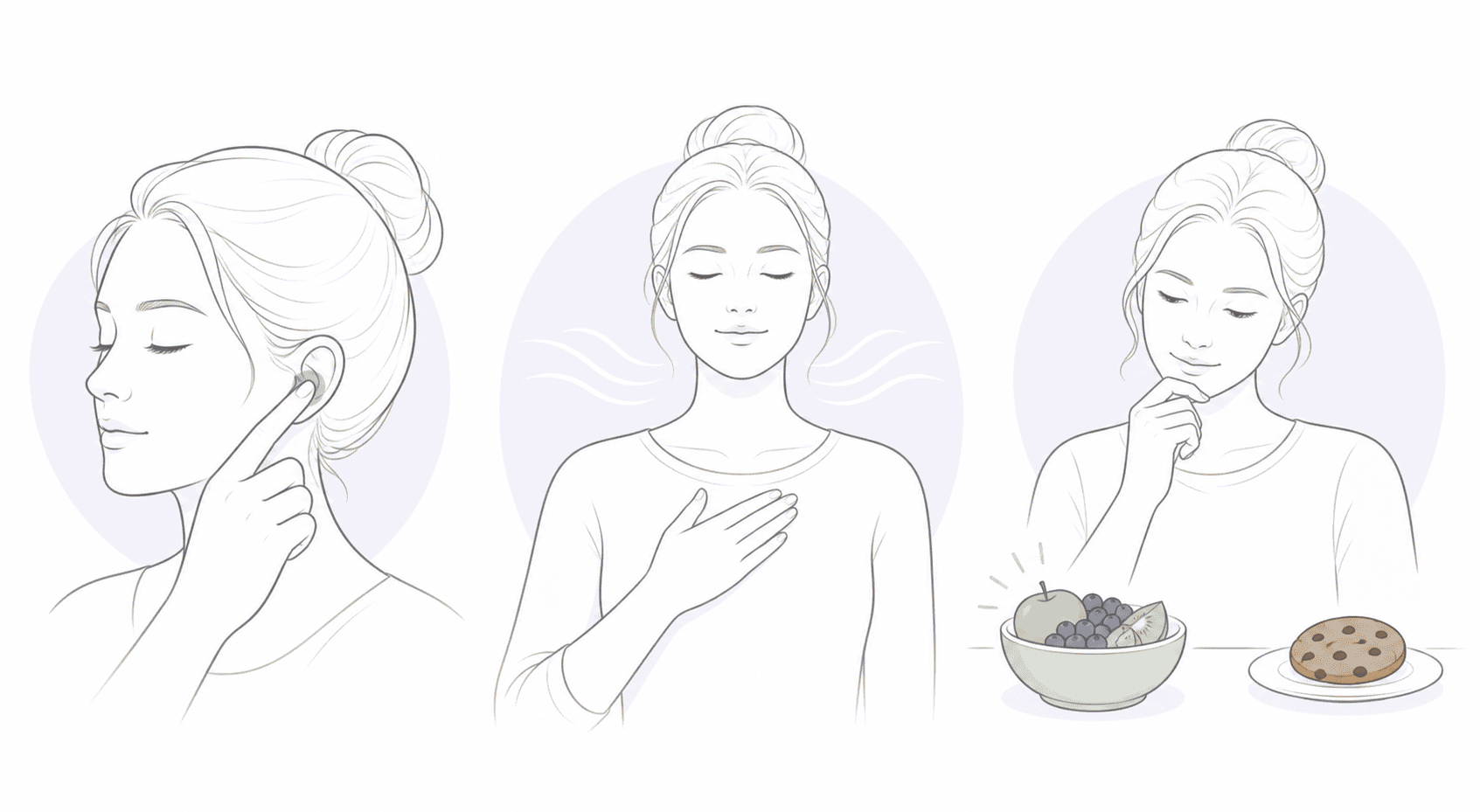 Illustration of ear acupressure as a calm pause before a craving