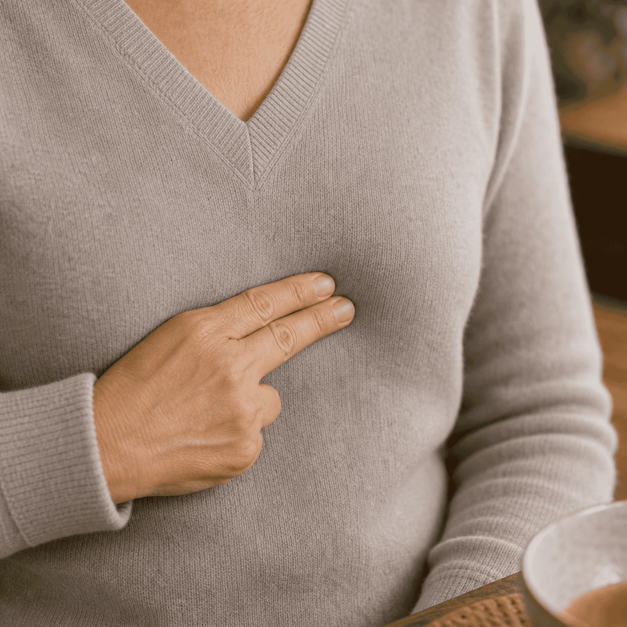 Self-care acupressure around the upper abdomen above the navel
