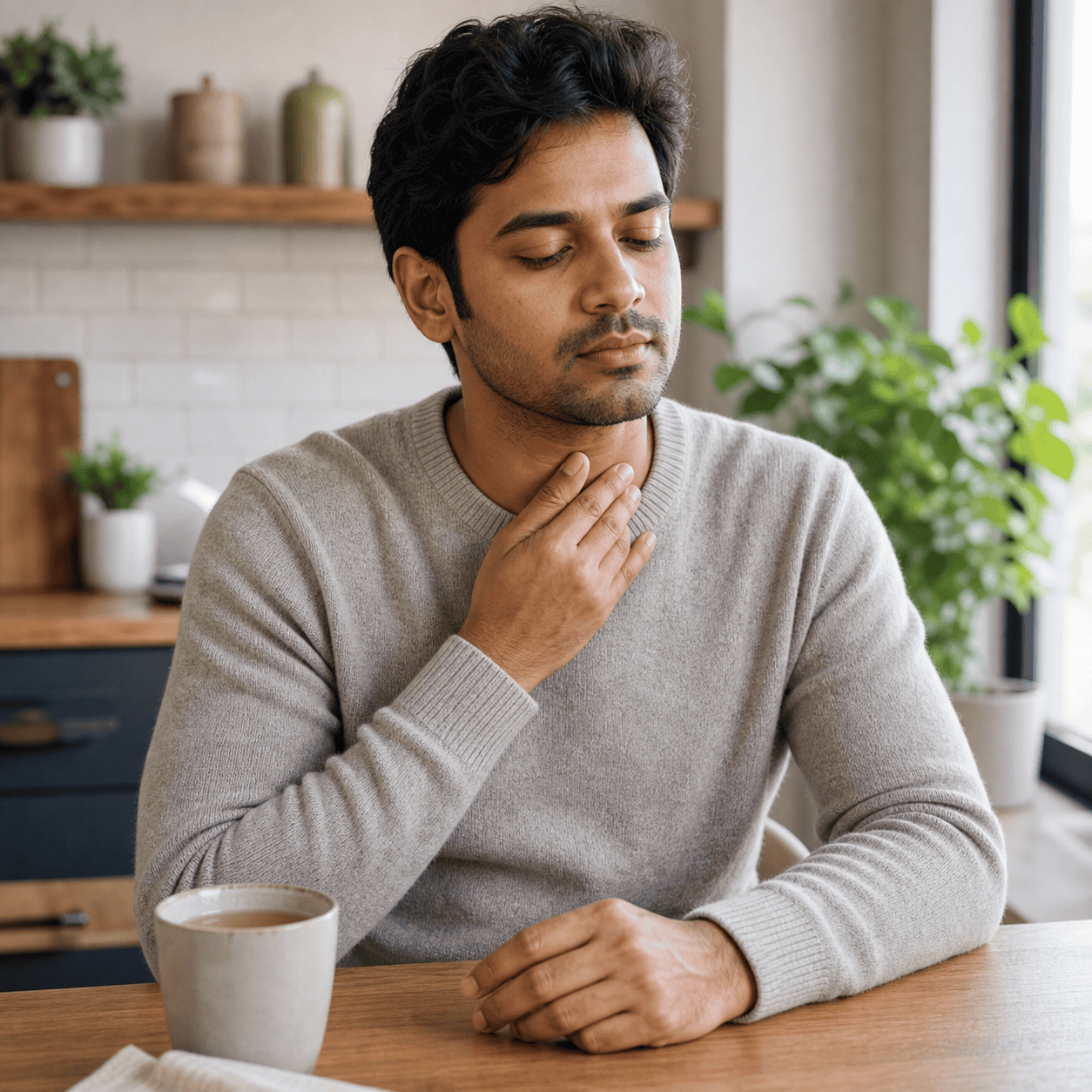 pressure points for sore throat cold lifestyle self-care scene